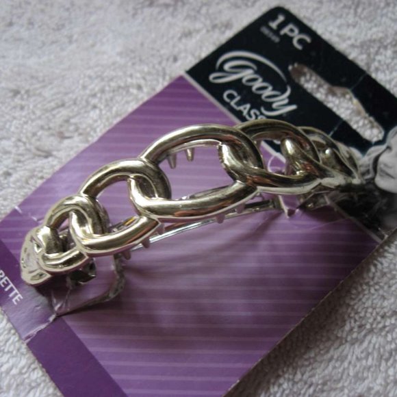 Interlocking Rings Goody Plastic Hair Barrette Metal Back Silver Gold Black Ring - Picture 14 of 16